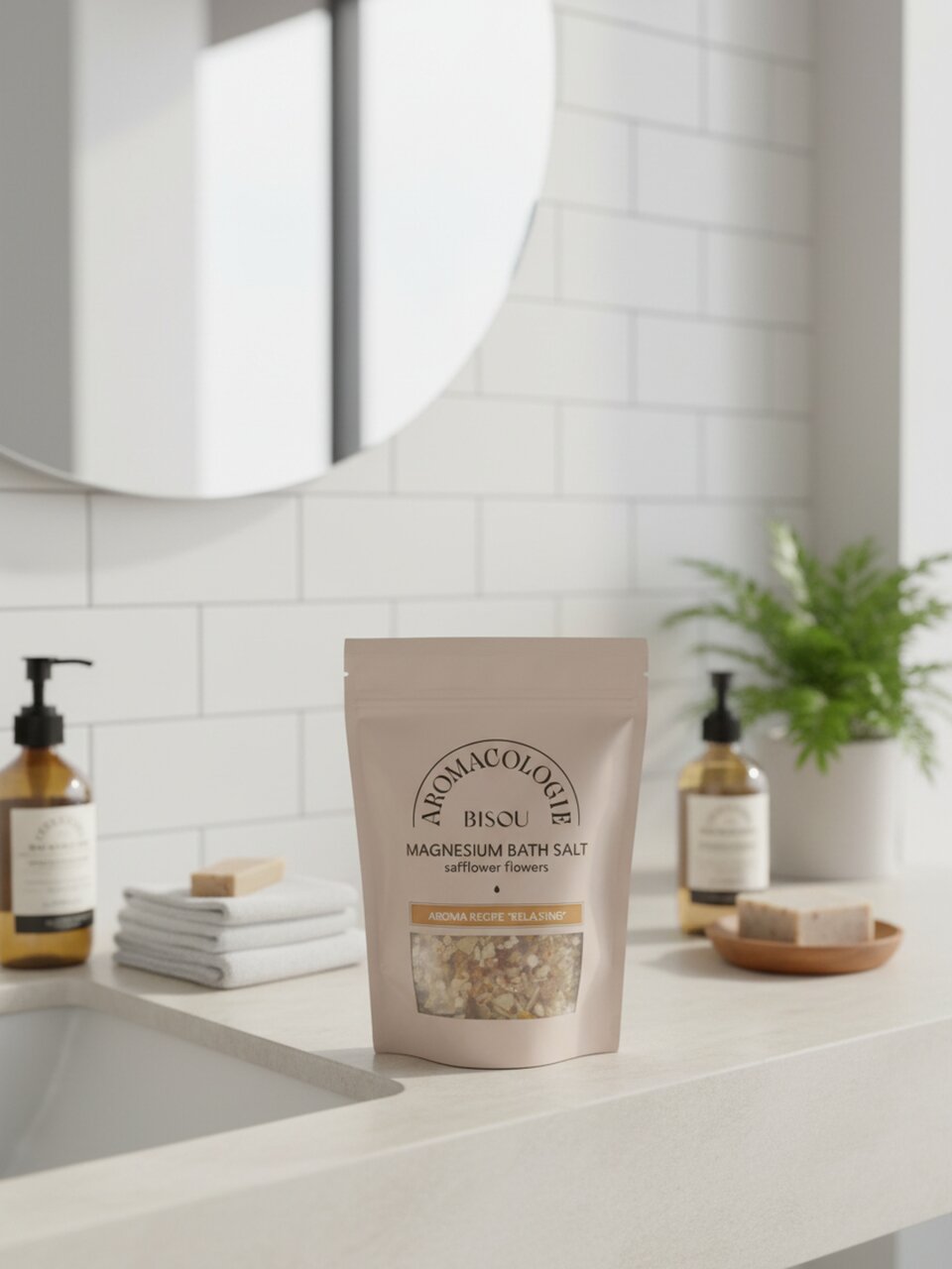 Соль для ванн Bisou, Аromacologie Расслабляющая, 330 г, с цветками сафлора