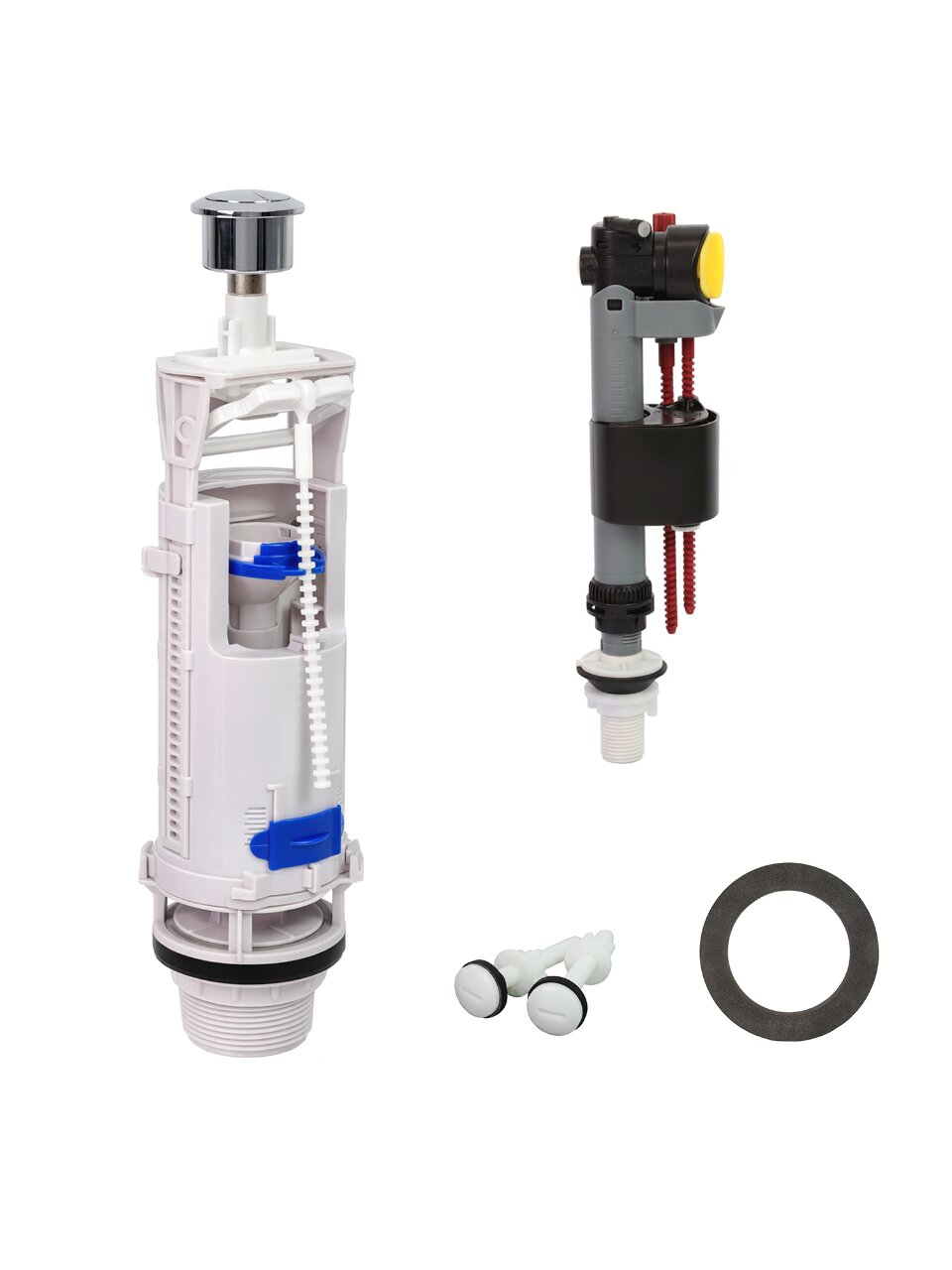 Арматура для бачка унитаза универсальная, 1/2&amp;quot;, двухрежимная, кнопочная, хром, заливной клапан, Wave, WArm.01