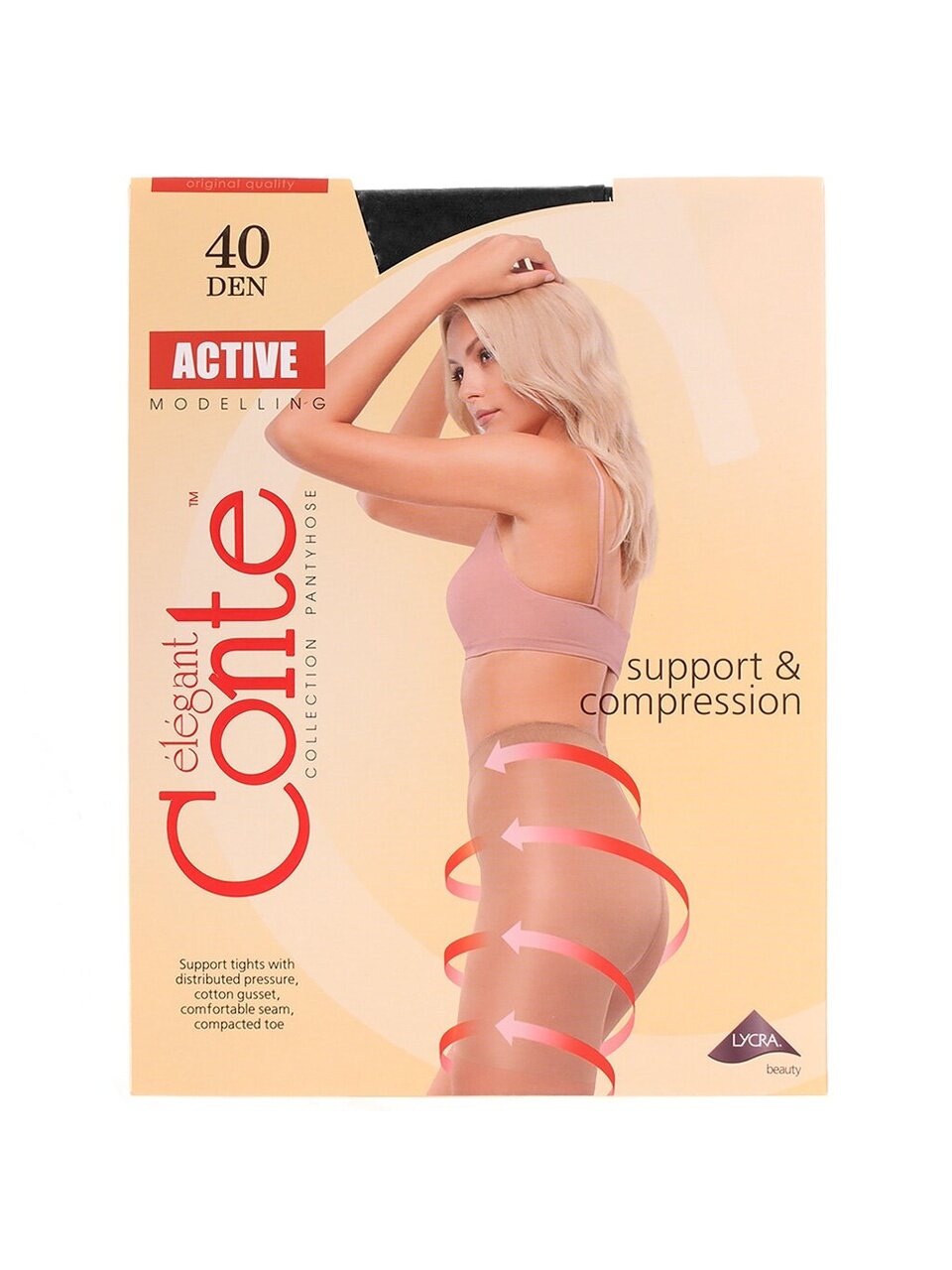 Колготки Conte, Active, 40 DEN, р. 6, nero/черные, шортики утягивающие