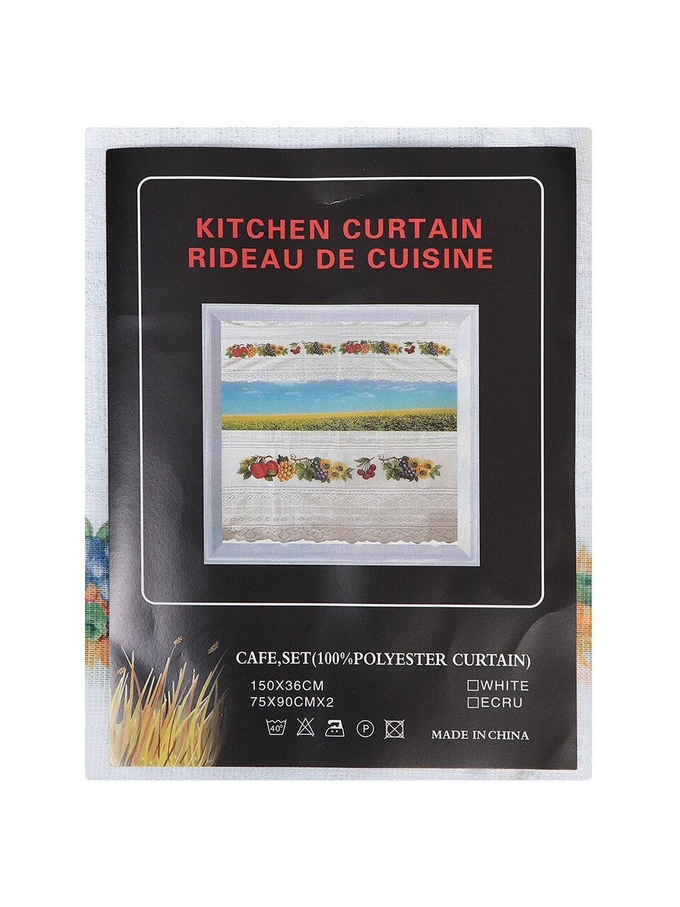 Штора для кухни, 100% полиэстер, 90 х 150 см, фрукты, Y8-2792