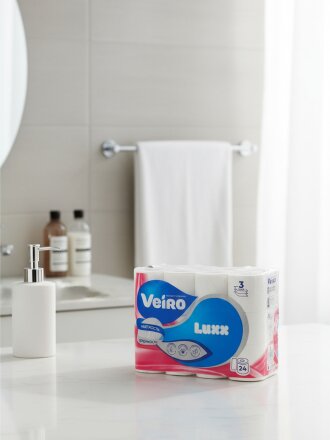 Туалетная бумага Veiro, Luxx, 3 слоя, 24 шт, 15 м, с втулкой