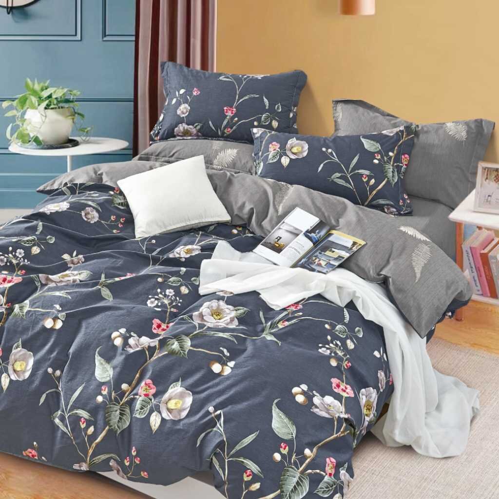 Постельное белье семейное, простыня 215х240 см, 2 наволочки 50х70 см, 2 пододеяльника 145х215 см, Butterfly, сатин, 7233