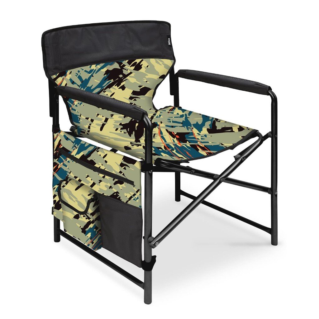 Кресло складное 50х50х75 см, камуфляж саванна/черный, ткань водоотталкивающая, с карманом, 100 кг, Nika, КС1/КС кресло складное 48х57х80 см черное ткань со столиком 100 кг ytdc006