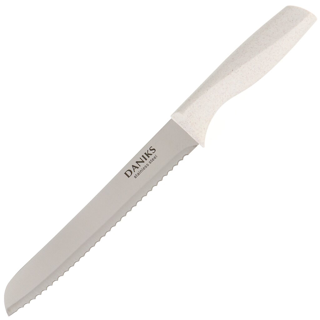 Нож кухонный Daniks, Латте, для хлеба, нержавеющая сталь, 20 см, рукоятка пластик, YW-A383-BR кухонный нож для хлеба ladina