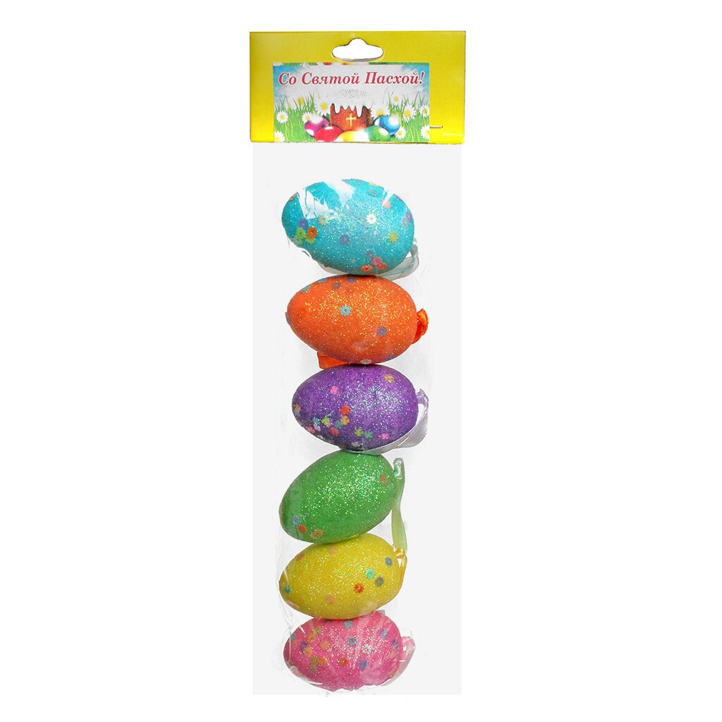 Фигурка декоративная Яйца пасхальные с блестками, 4х6 см