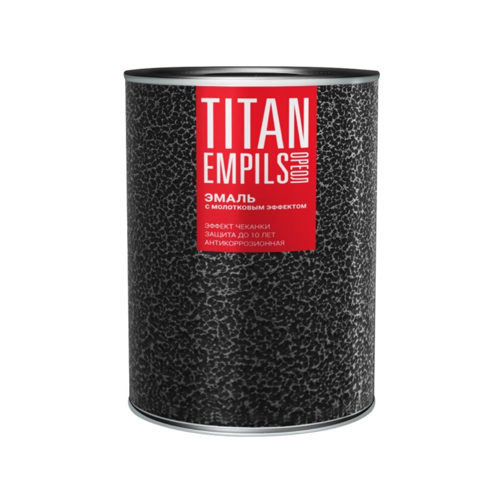 Эмаль Ореол, Titan, с молотковым эффектом, алкидно-стирольная, черная, 0.8 кг преобразователь ржавчины 1 л текстура ту