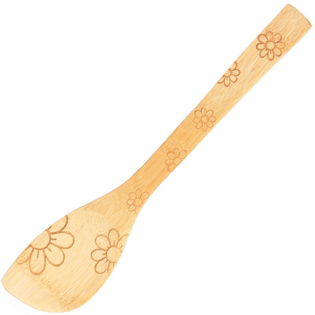 Лопатка кулинарная бамбук, с рисунком, навеска, Катунь, Ромашки, КТ-ЛК-10 лопатка кулинарная бамбук с рисунком навеска катунь ромашки кт лк 10