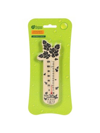 Термометр для бани и сауны, сосна, стекло, Банные штучки, Банный веник, 17.5х4 см, 18050