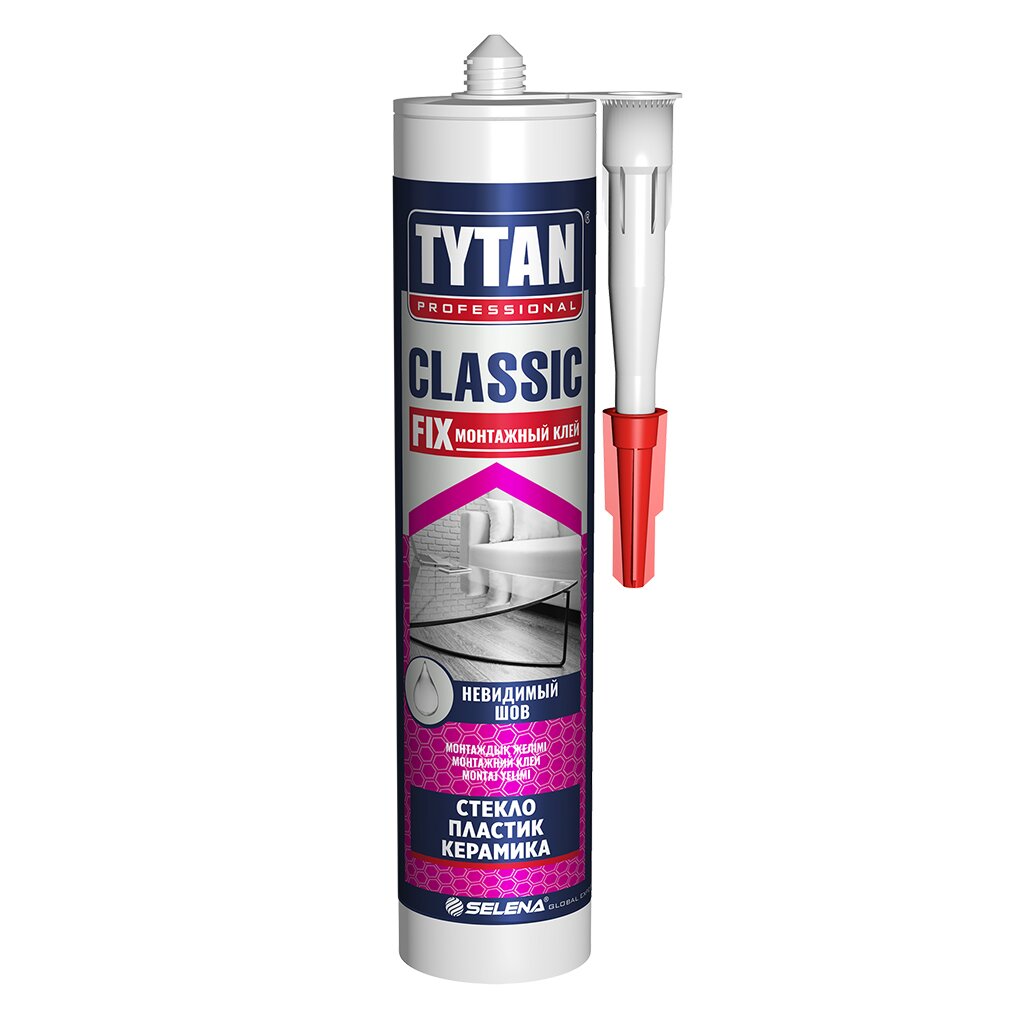 Клей монтажный Tytan, универсальный, 310 мл, 62949, Classic Fix монтажный каучуковый клей tytan