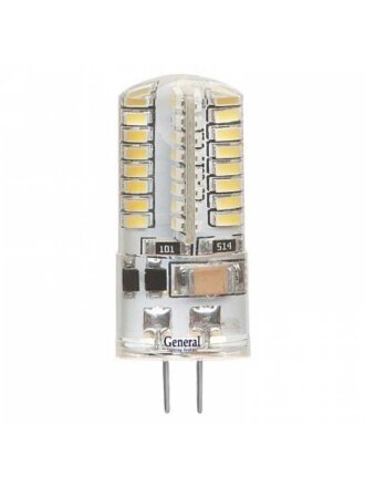 Лампа светодиодная G4, 3 Вт, 12 В, капсула, 4500 К, нейтральный белый свет, General Lighting Systems, S, 652300