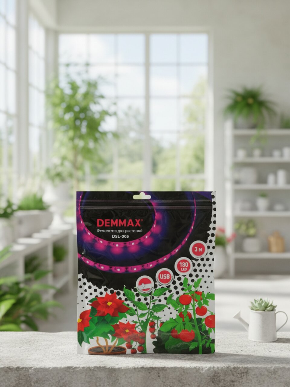 Лента светодиодная для растений, IP20, 180 LED, 3 м, Demmax, DSL-003