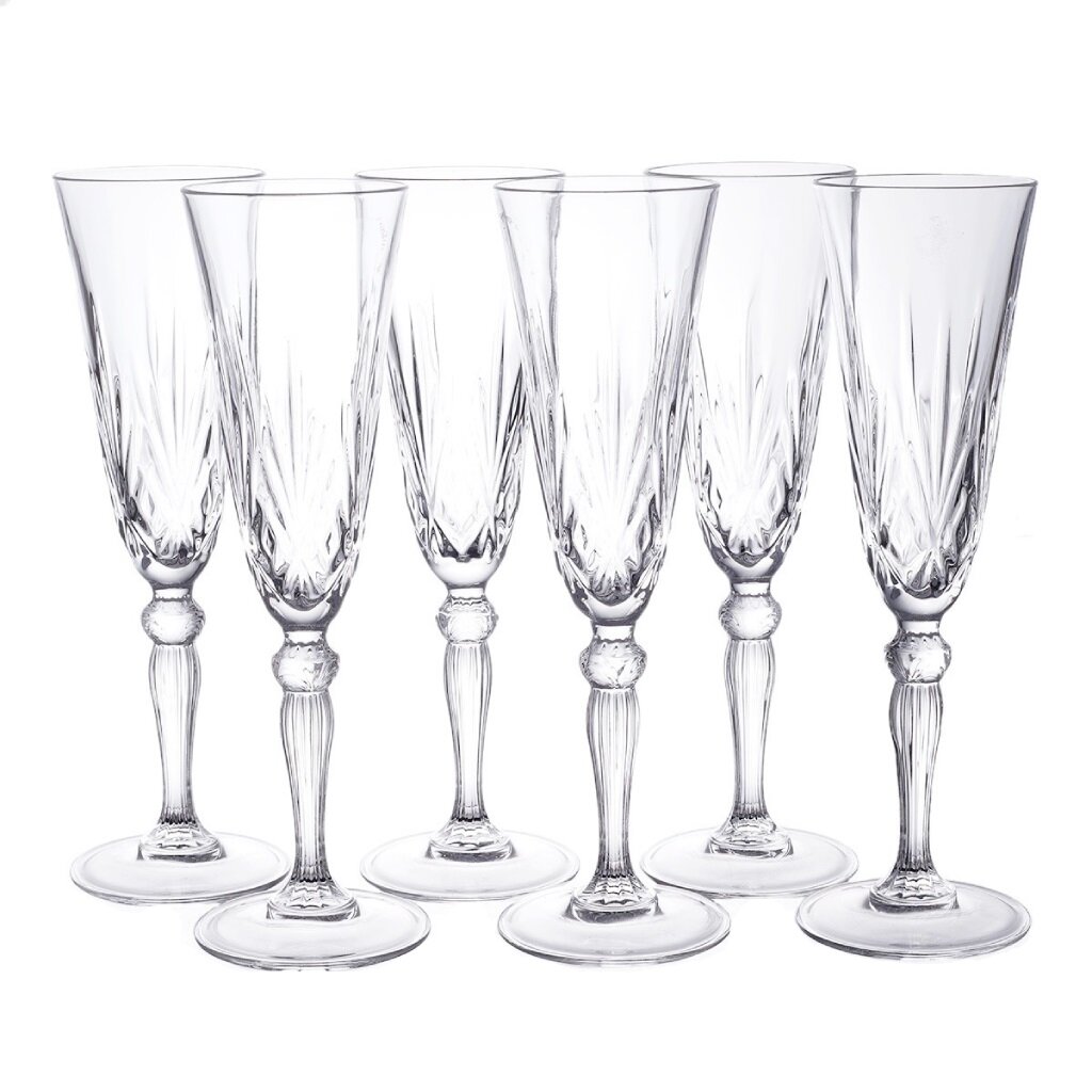 Бокал для шампанского, 160 мл, хрустальное стекло, 6 шт, RCR, Melodia, 28327 одноразовый прозрачный бокал для шампанского ооо комус