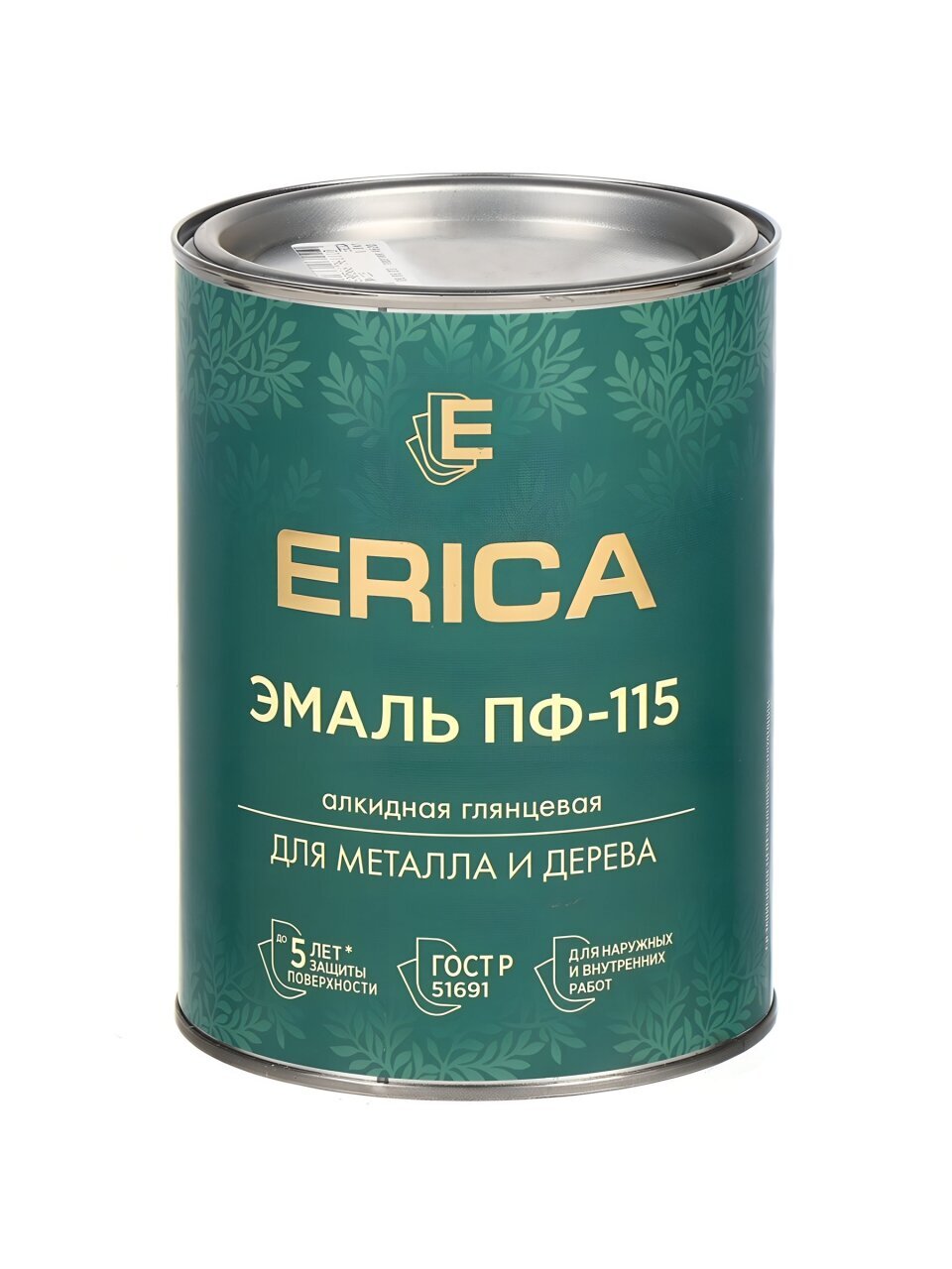 Эмаль Erica, ПФ-115, для внутренних и наружных работ, алкидная, глянцевая, белая, 0.8 кг