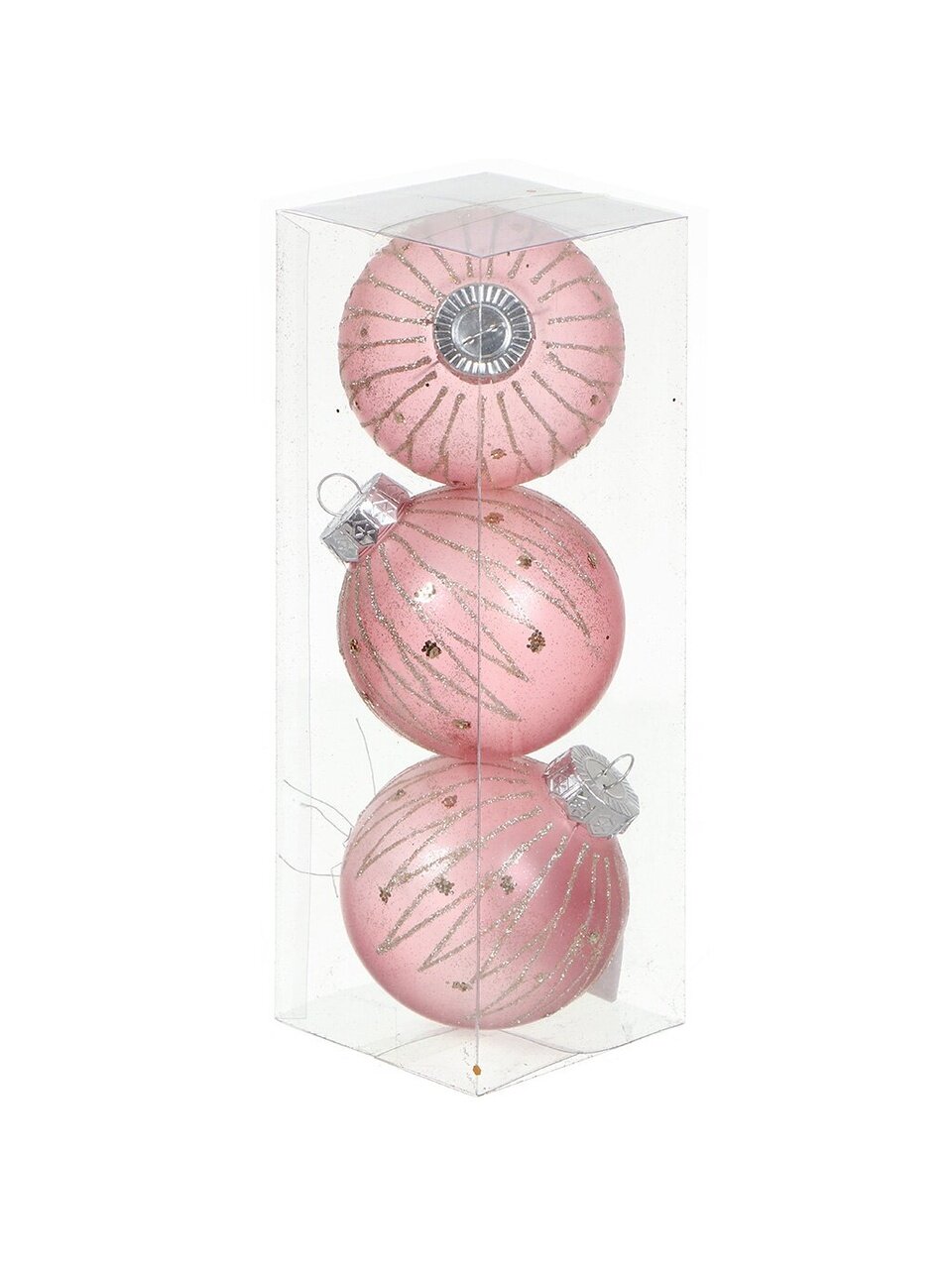 Елочный шар 3 шт, rose pink, 8 см, пластик, SYQB-0121109