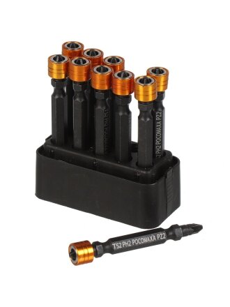 Бита ударная Росомаха, PH2\PZ2, 65 мм, 10 шт, магнитный адаптер, двухсторонняя, съемный держатель, кейс, 360002