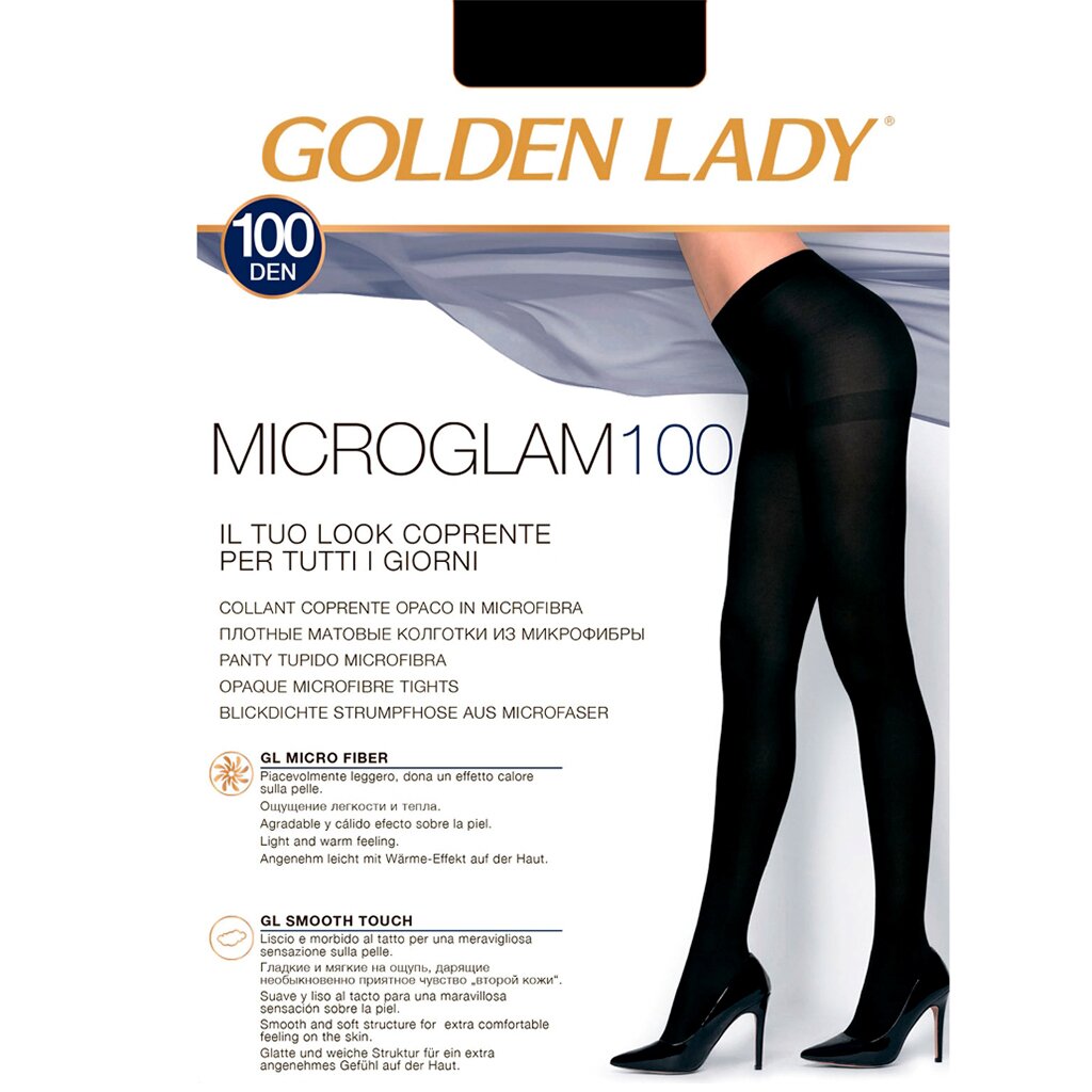 Колготки Golden Lady, Micro Glam, 100 DEN, р. 4, nero/черные, без шортиков