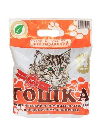 Наполнитель для лотка впитывающий, 4 л, крупный гранулы, Гошка