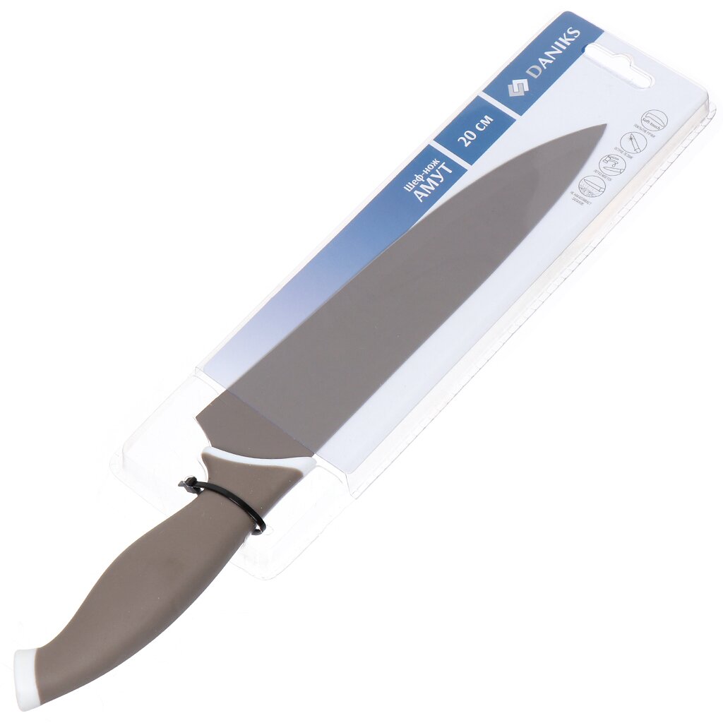 Нож кухонный Daniks, Амут, шеф-нож, нержавеющая сталь, 20 см, рукоятка soft-touch, JA20201785-1 нож кухонный daniks амут для мяса нержавеющая сталь 20 см рукоятка soft touch ja20201785 2