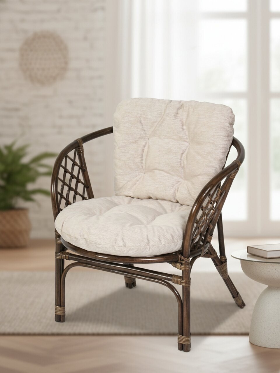 Подушка на спинку кресла Мальдивы, бежевая, к набору 376785