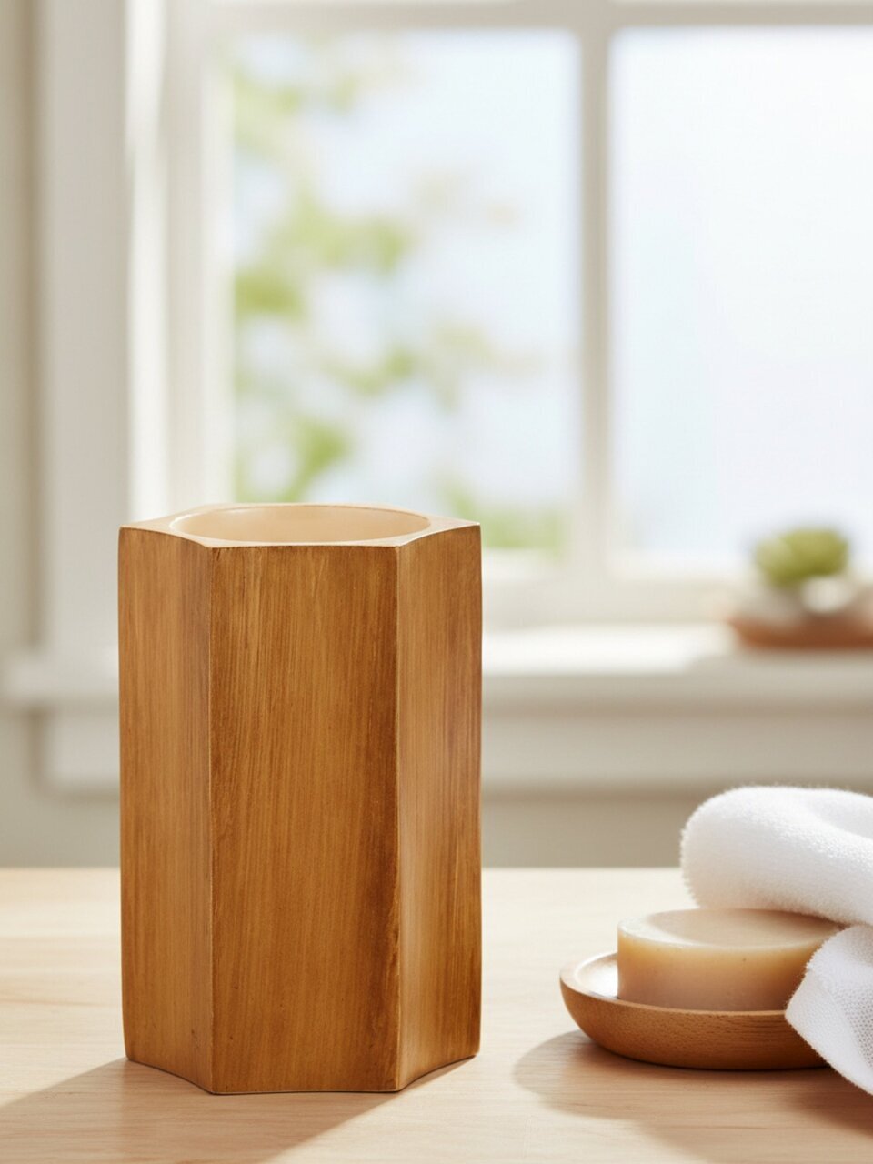 Стакан для зубных щеток Дерево, полистоун, 8x11.5 см, BRE2017AA-TB