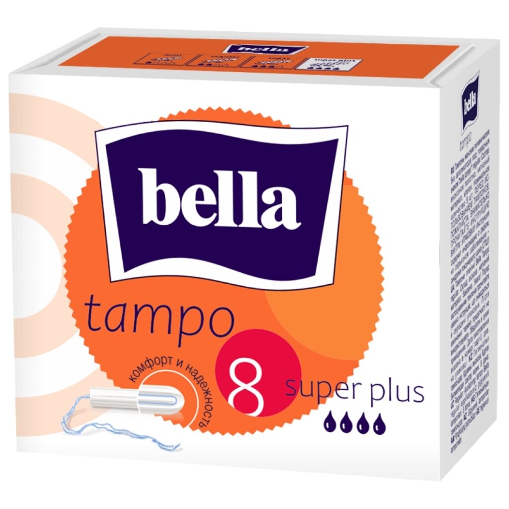 Тампоны Bella, Super Plus, 8 шт, BE-032-SP08-018 тампоны bella super 16 шт be 032 su16 023