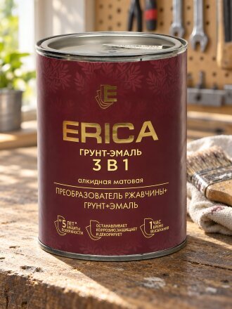 Грунт-эмаль Erica, по ржавчине, алкидная, синяя, 0.8 кг