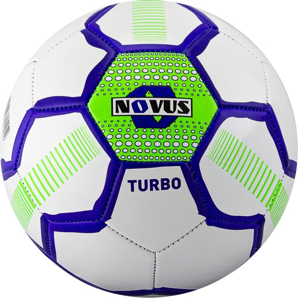 Мяч футбольный детский Novus TURBO, PVC бел/син/салат., р.5, м/ш, 330-350г, окруж 68-71, 00-00007028