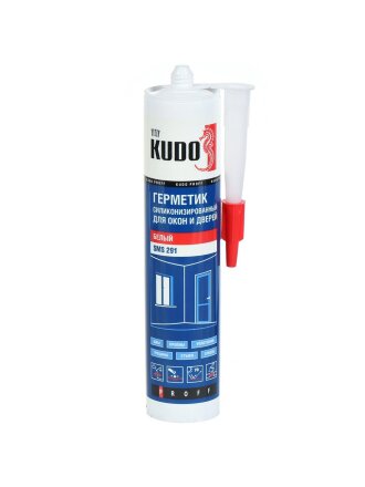 Герметик силикон-акриловый, для окон и дверей, KUDO, Proff, SMS-291, 280 мл, белый