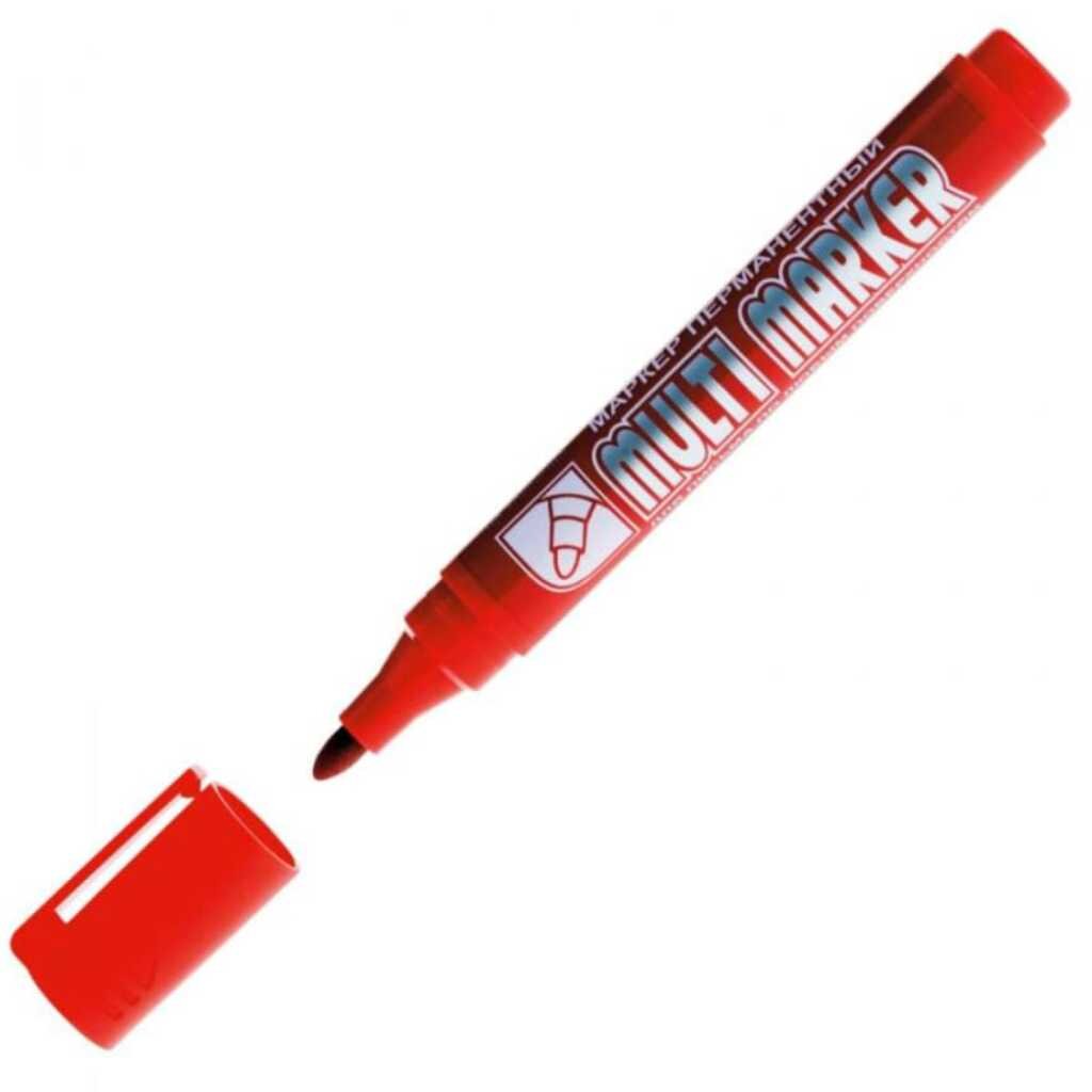 Маркер перманентный пулевидный, 3 мм, красный, Crown, Multi Marker, CPM-800 маркер crown перманентный красный 3мм cpm 800к