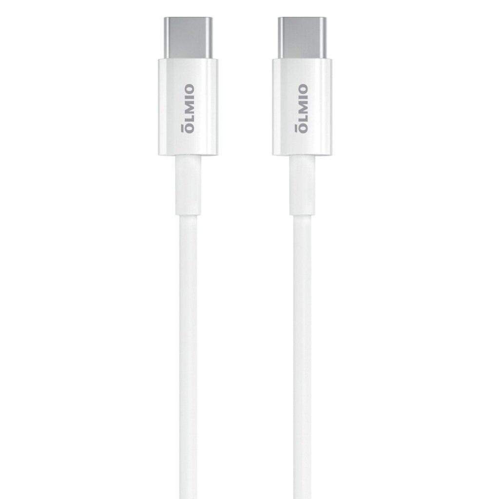 Кабель USB OLMIO, Type-C to Type-C, 3 А, 1 м, 60W, белый, 041665 кабель vixion vx 07c type c 2 разъема 2 4 а 1 м усиленный белый