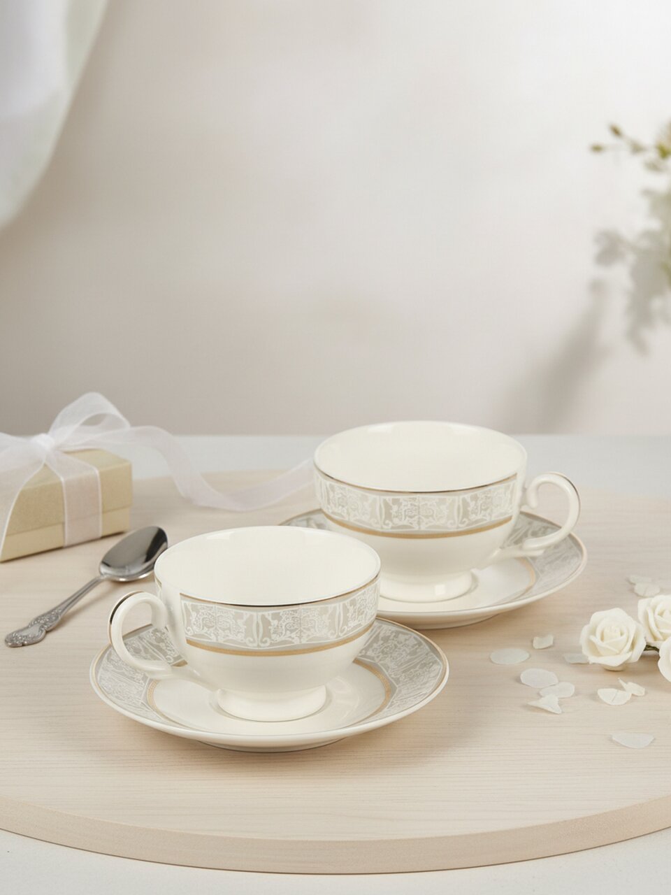 Набор чайный фарфор, 4 предмета, на 2 персоны, 300 мл, Lefard, Свадебный, 115-369, подарочная упаковка