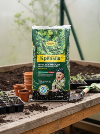 Грунт Крепыш, для рассады, прессованный, питательный, 25 л, Фаско