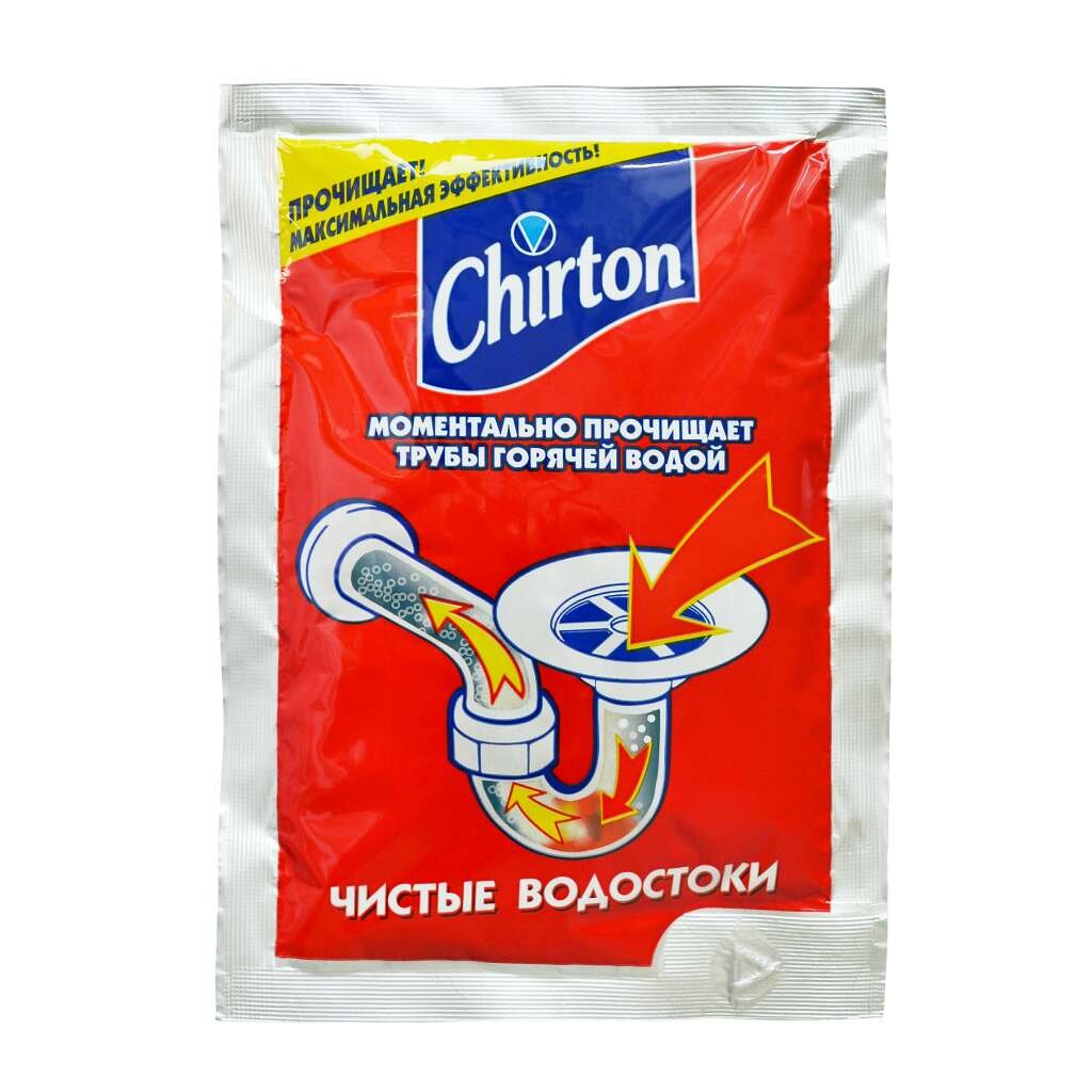 Средство от засоров Chirton, 80 г средство для дезинфекции и осветления воды маркопул кемиклс хлороксон гранулы 1 кг