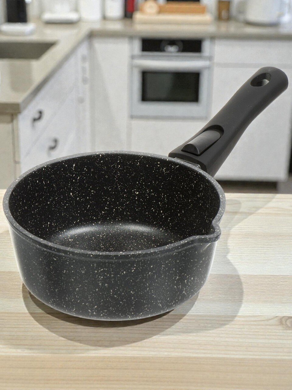 Ковш алюминий, антипригарное покрытие, 1.5 л, бакелитовая ручка, съемная ручка, Горница, Гранит, кш1812аг