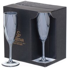 Бокал для шампанского, 170 мл, стекло, 6 шт, Glasstar, Радуга черное море, RNBS_1687_3