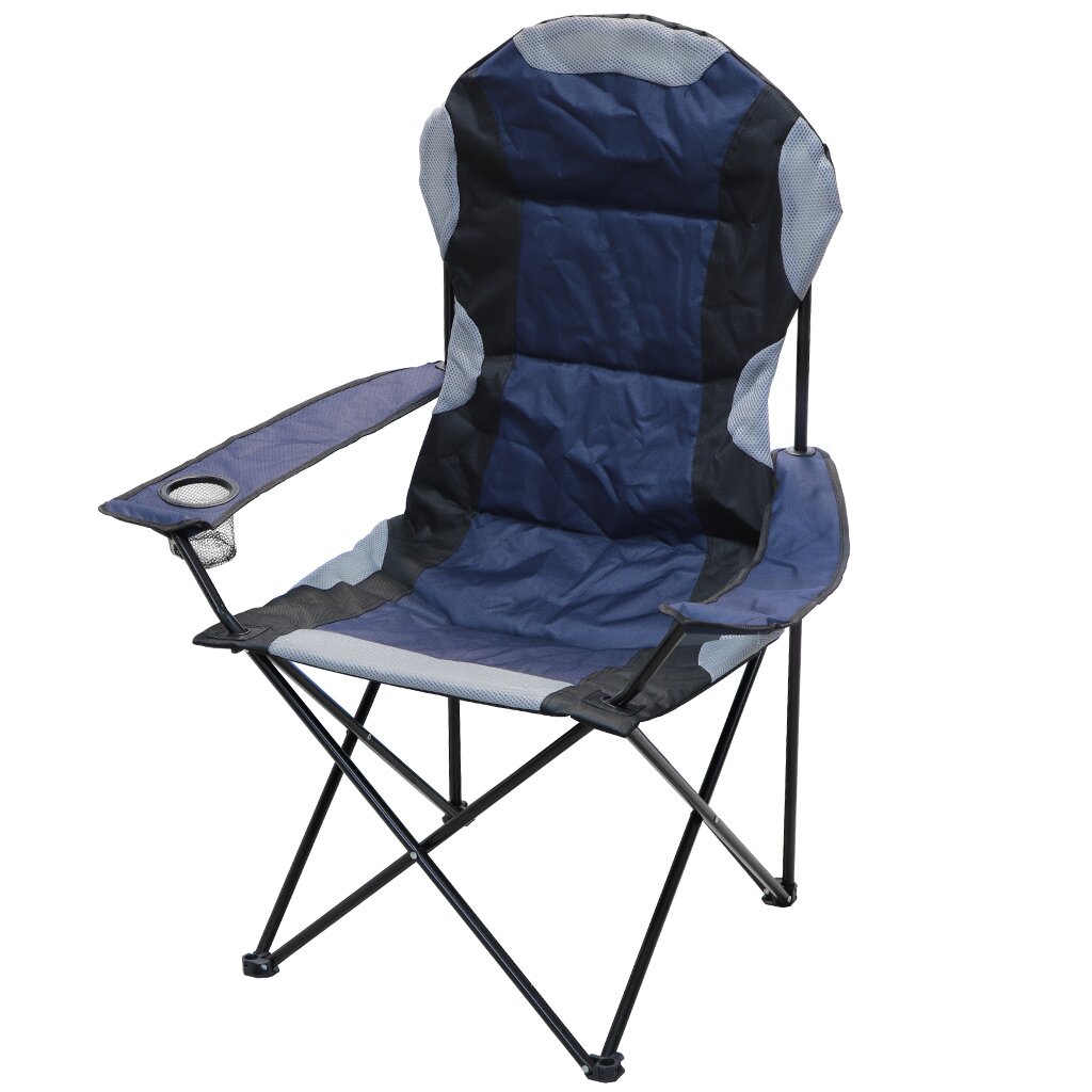 Стул-кресло 59х59х110 см, синее, полиэстер 600D, с сумкой-чехлом, 120 кг, Green Days кресло складное пляжное 60х60х112 см голубое сетка 100 кг green days ytbc048 1