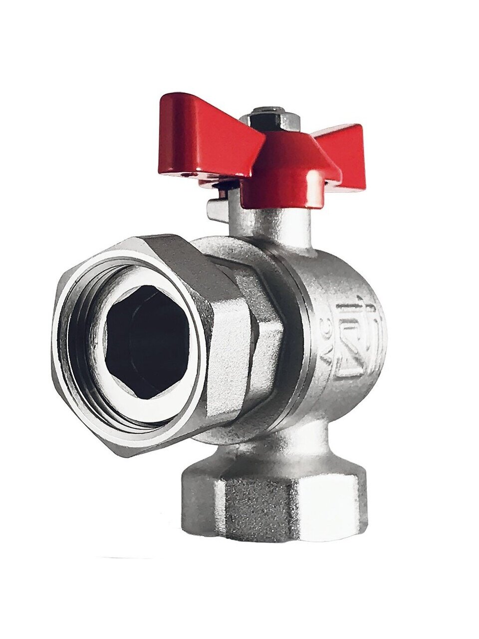 Кран для бытовых приборов, 1&amp;quot;, латунь, с накидной гайкой, угловой, STI