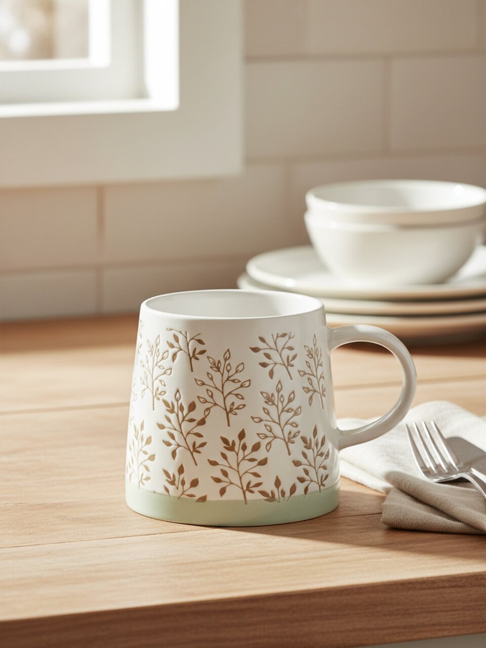 Кружка керамика, 420 мл, Эко ботаника, Y4-11316, в ассортименте