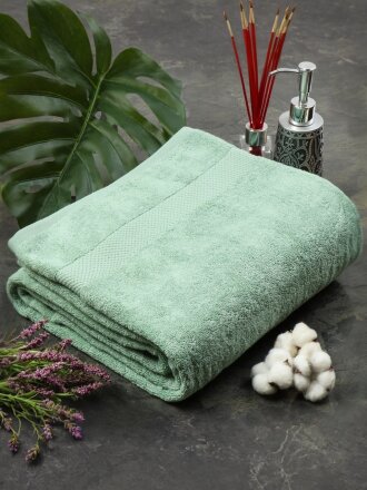 Полотенце банное 100х180 см, 100% хлопок, 500 г/м2, Spa, Barkas, серо-бирюзовое, Узбекистан, AI-3105025