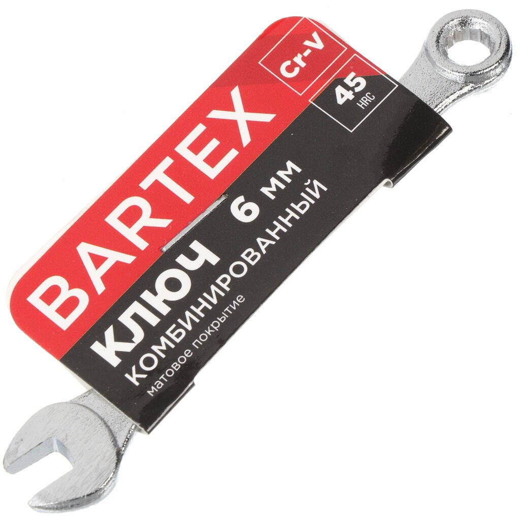 Ключ комбинированный, Bartex, 6 мм, CrV сталь, Эко ключ крестообразный гаечный bartex 170х190х210 мм сталь усиленный