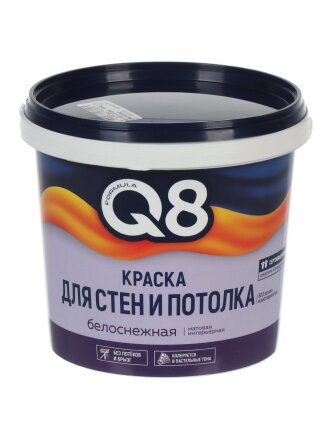Краска водно-дисперсионная, Formula Q8, акриловая, интерьерная, матовая, 1.4 кг