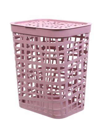 Корзина для белья, 55 л, 44х36х52 см, прямоугольная, плетеная, полипропилен, лавандовая, с крышкой, Idea, Хаос, М 2619