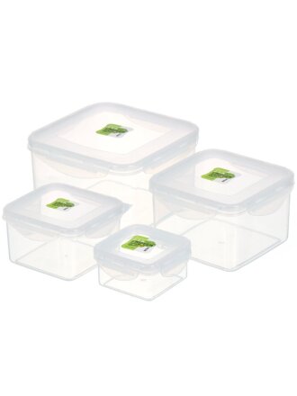 Контейнер пищевой пластик, 1.8, 1.3, 0.6, 0.25 л, 4 шт, квадратный, PET0555