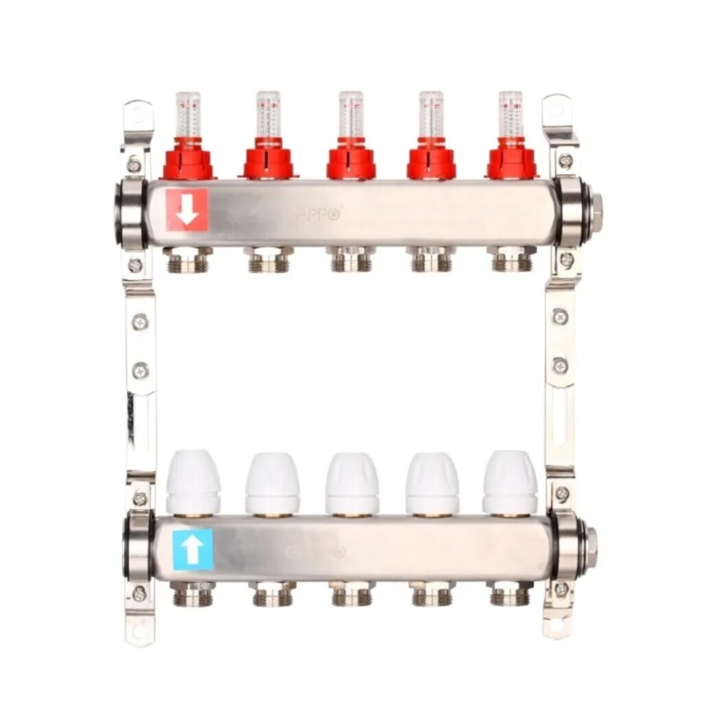 Коллектор нержавеющая сталь, 5 выходов, с расходомерами, комбинированный, G424.5, Gappo