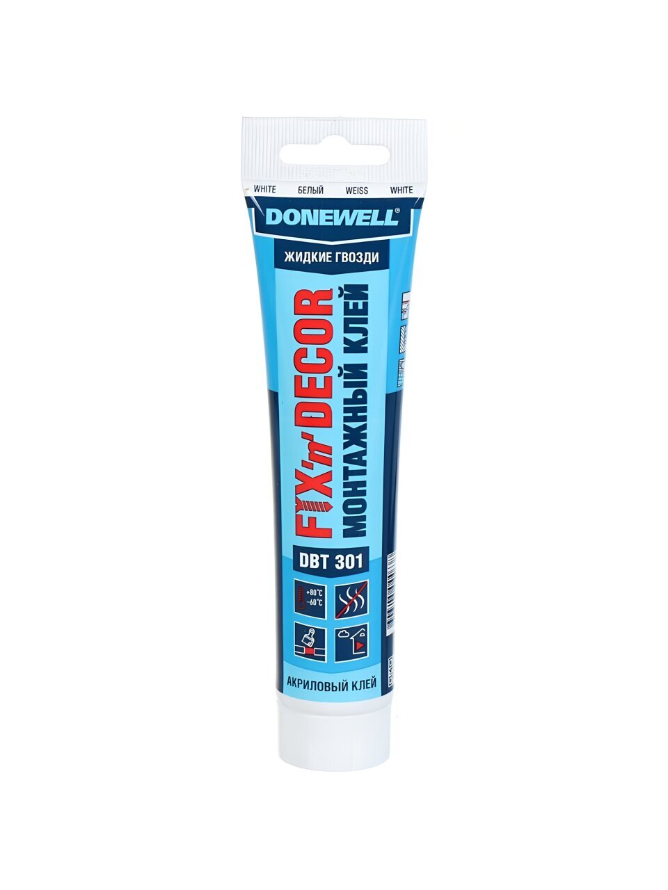 Клей Donewell, FIX‘n’DÉCOR, 85 мл, монтажный, белый, DBT-301