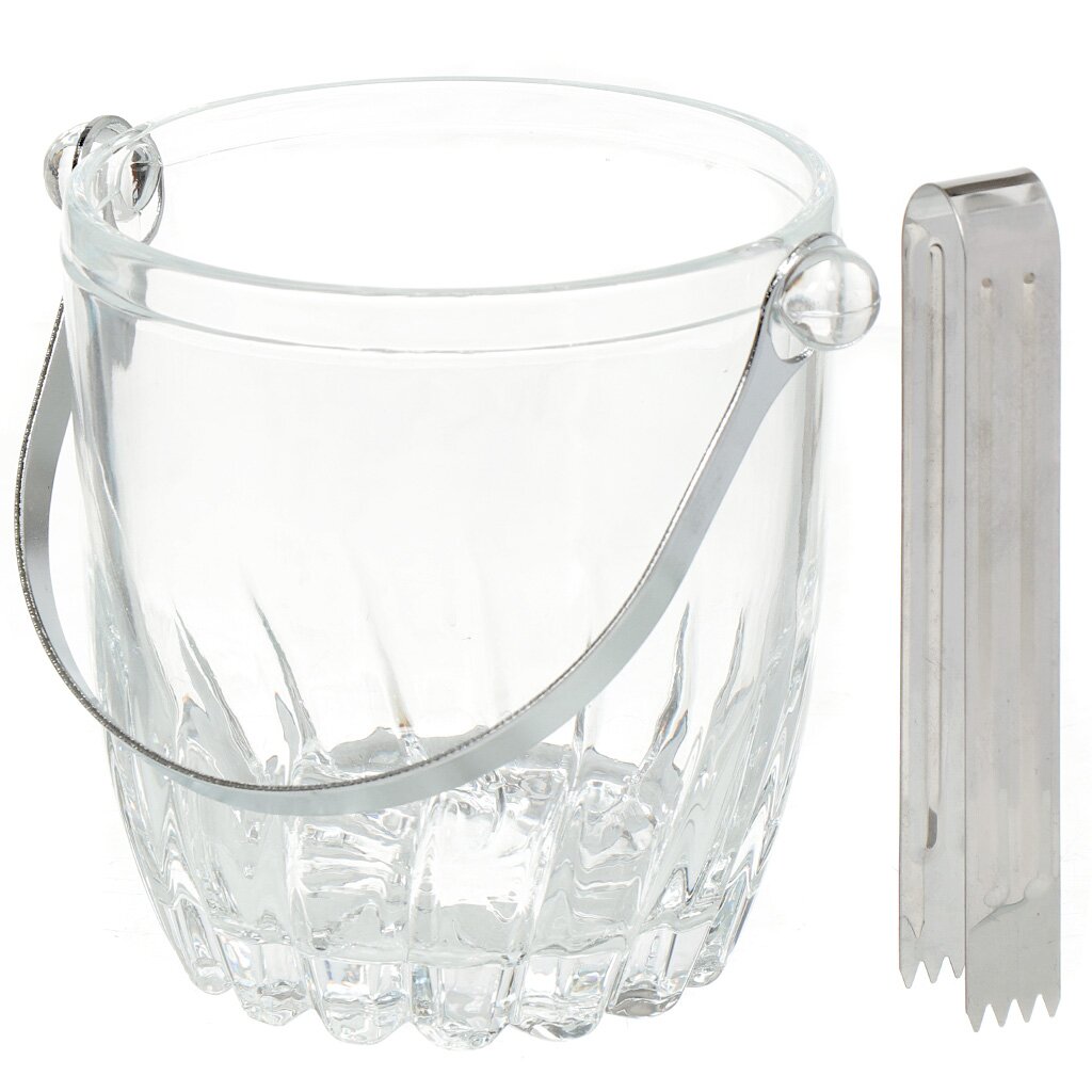 Ведерко для льда Ice, 13х12.5 см, стекло, + щипцы, 223502