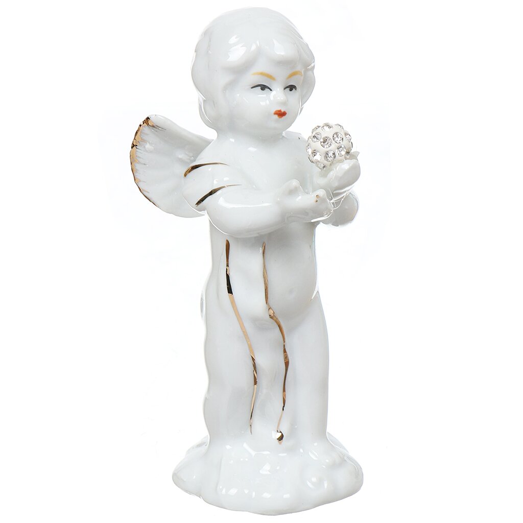 Фигурка декоративная фарфор, Ангел с жемчужиной, 10.5 см, JC-8859