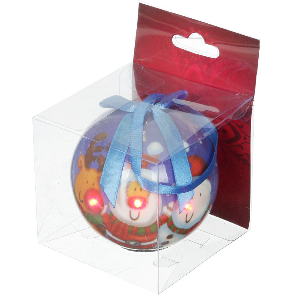 Елочный шар Волшебная страна, LPB80/3, 8 см, 6 ламп LED, ПВХ коробка, 102111