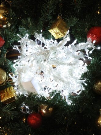 Гирлянда 500 ламп, 2х4 м, 1 режим, холодный белый свет, прозрачная, в помещении, сетевая