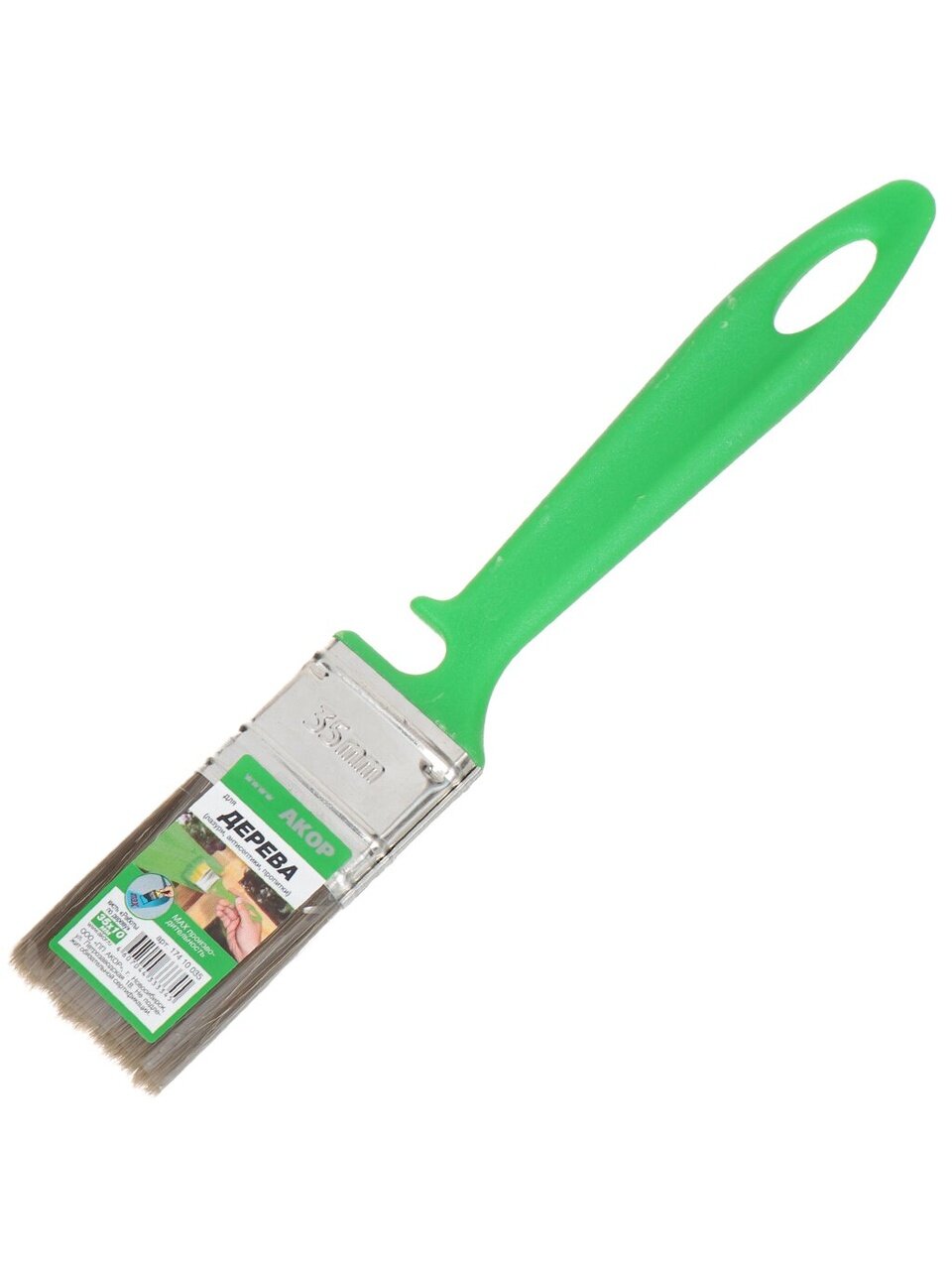 Кисть плоская, Акор, Работы по дереву, 10х35 мм, смешанная щетина, рукоятка пластик, 174 10 035
